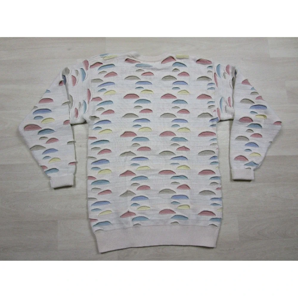Vintage 90s Lord Jeff 3D Slash Knit‎ Sweater (M) Cotton Cut Out Cotton Grunge